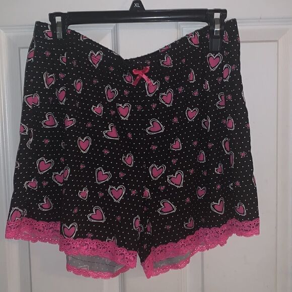 Two Piece Lace Trim Heart printed PJ short set - Picture 7 of 8